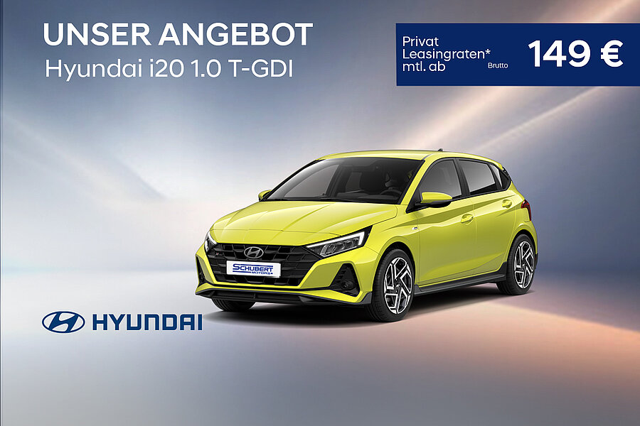Hyundai i20 1.0 T-GDI Leasingangebot für 149 Euro monatlich